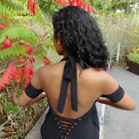 Black halter mini dress - Picture 2 of 3